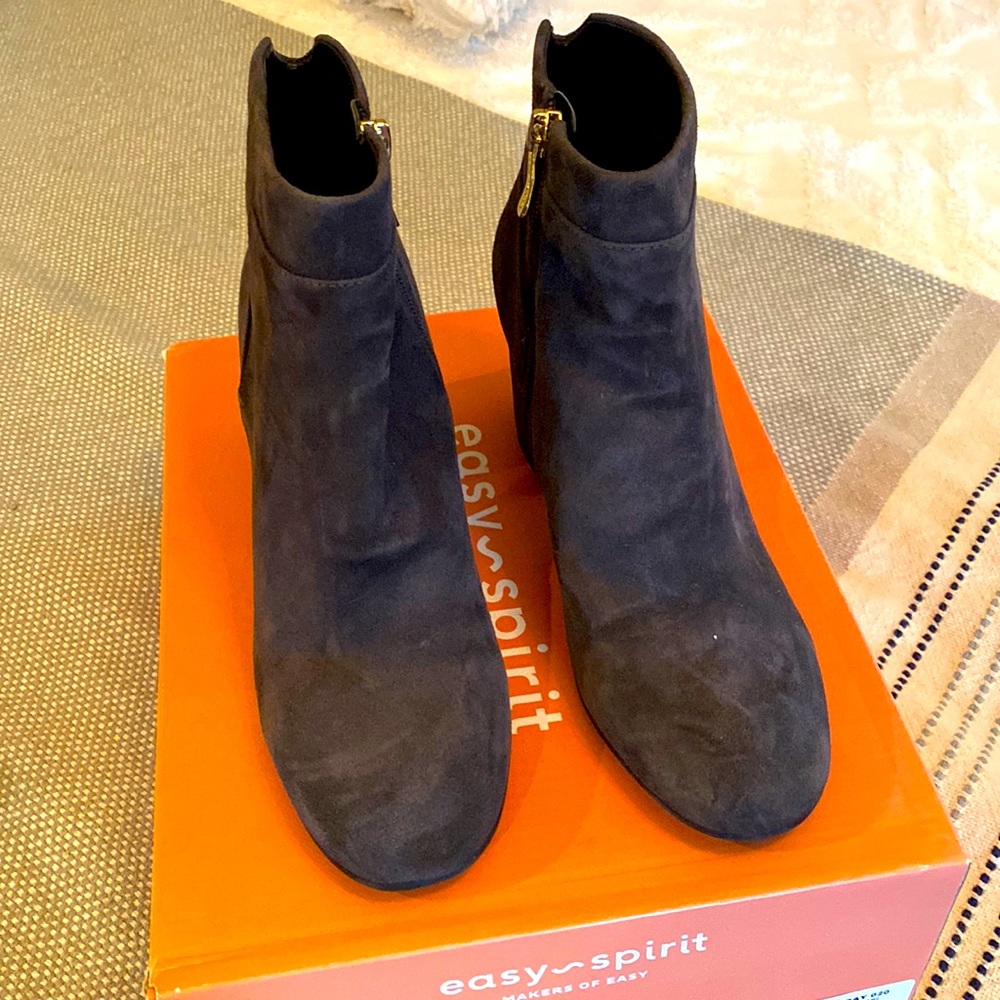 Gray Suede Bootie with Gold Accent size 7